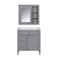 30'' Bathroom Vanity With Top Sink, Modern Bathroom Storage Cabinet With 2 Drawers And A Tip Out Drawer, Freestanding Vanity Set With Mirror Cabinet, Single Sink Bathroom Vanity 3 Grey 2 5 Bathroom Freestanding Solid Wood Mdf Resin Painted