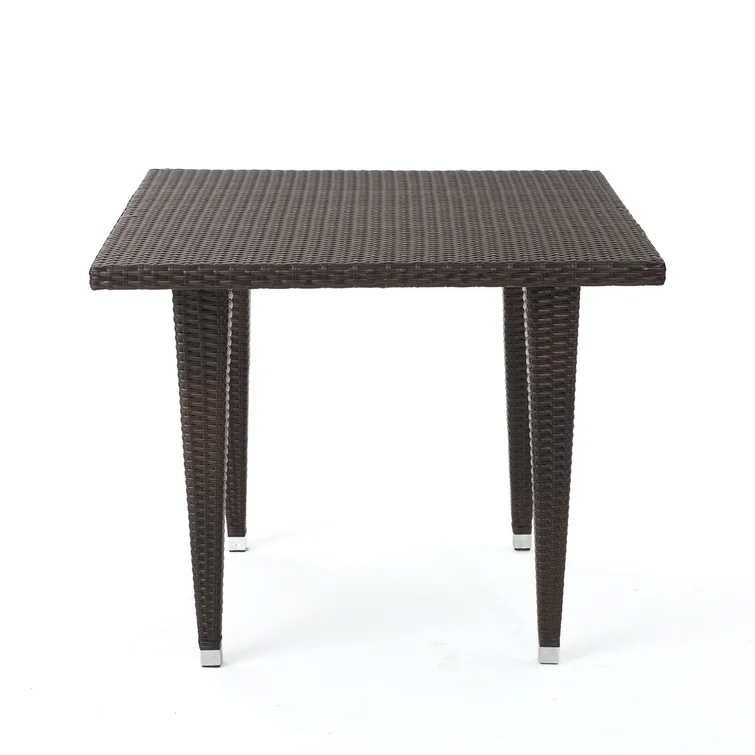 Dominica 35Inch Sq Table Pvc Brown Multi Iron