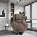 Electric Power Recliner Chair With Massage For Elderly ,Remote Control Multi Function Lifting, Timing, Cushion Heating Chair With Side Pocket Brown Brown Power Remote Metal Primary Living Space American Design Cat Scratch Fabric