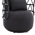 Coolmore Upholstered Tufted Living Room Chair Textured Linen Fabric Accent Chair With Metal Stand Black Linen