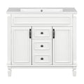 36'' Bathroom Vanity With Top Sink, White Mirror Cabinet, Modern Bathroom Storage Cabinet With 2 Soft Closing Doors And 2 Drawers, Single Sink Bathroom Vanity White Bathroom Mdf