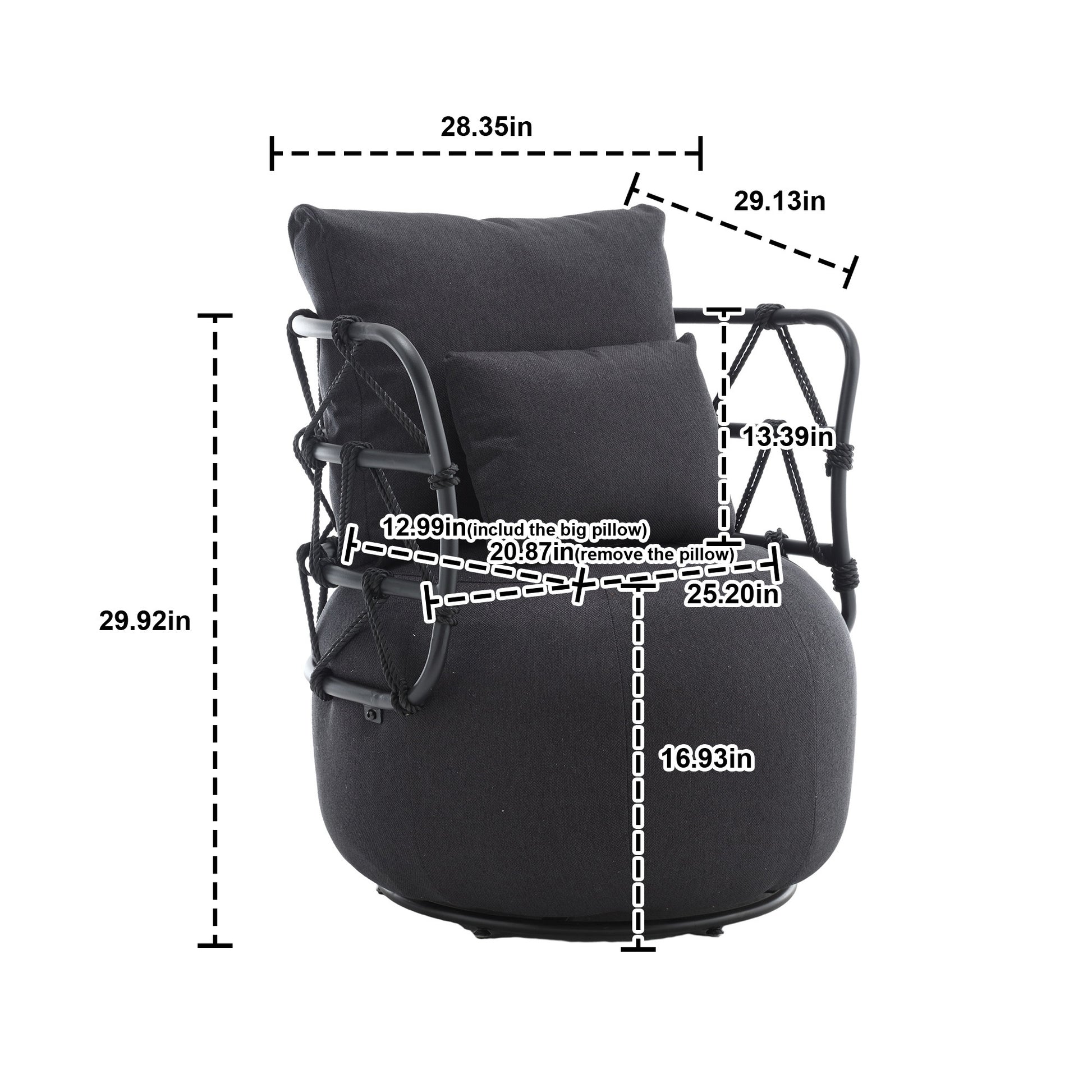 Coolmore Upholstered Tufted Living Room Chair Textured Linen Fabric Accent Chair With Metal Stand Black Linen