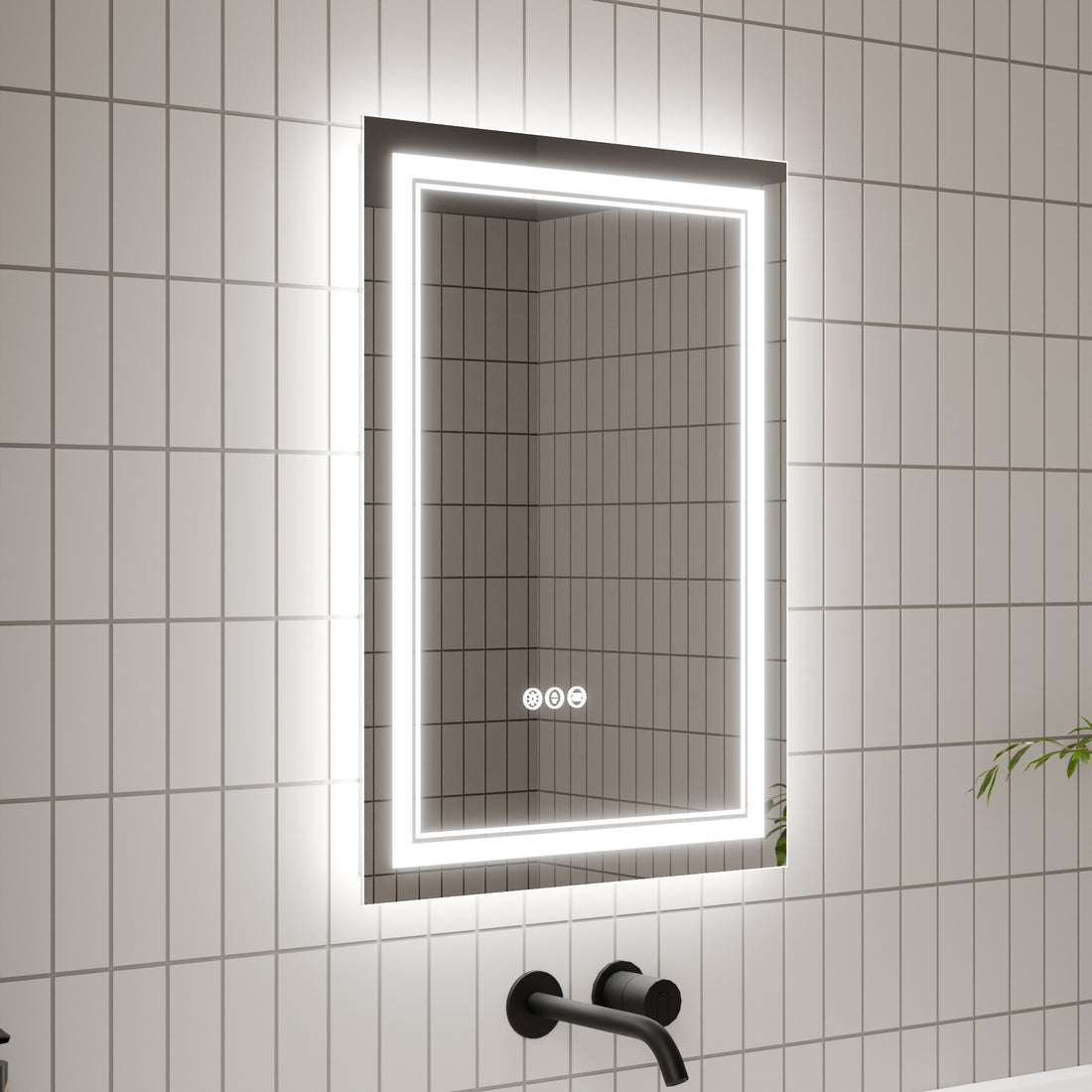 LED Bathroom Mirror, 20x28 inch Bathroom Vanity white-aluminum