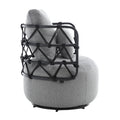 Coolmore Upholstered Tufted Living Room Chair Textured Linen Fabric Accent Chair With Metal Stand Gray Linen