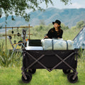 Folding Wagon, Heavy Duty Utility Beach Wagon Cart for black-garden & outdoor-american
