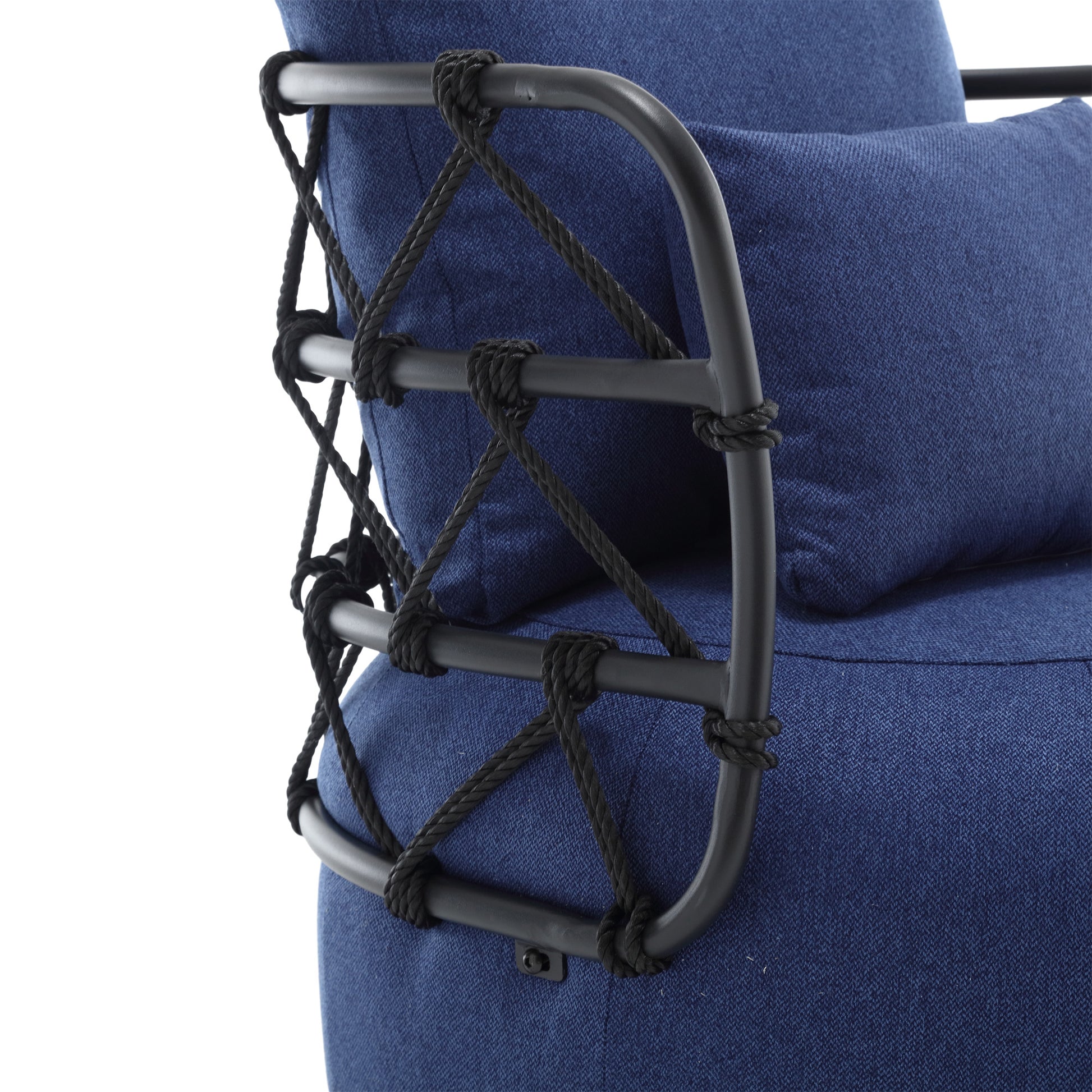 Coolmore Upholstered Tufted Living Room Chair Textured Linen Fabric Accent Chair With Metal Stand Navy Primary Living Space Foam Linen