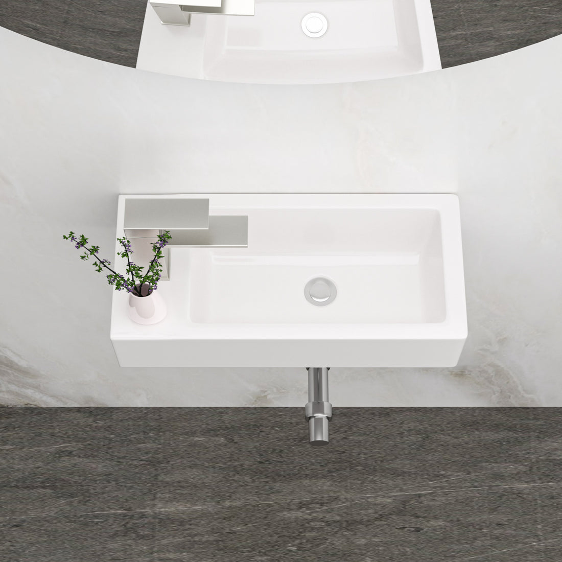 14.57X7.28 Inch White Ceramic Rectangle Wall Mount Bathroom Sink With Single Faucet Hole White Ceramic