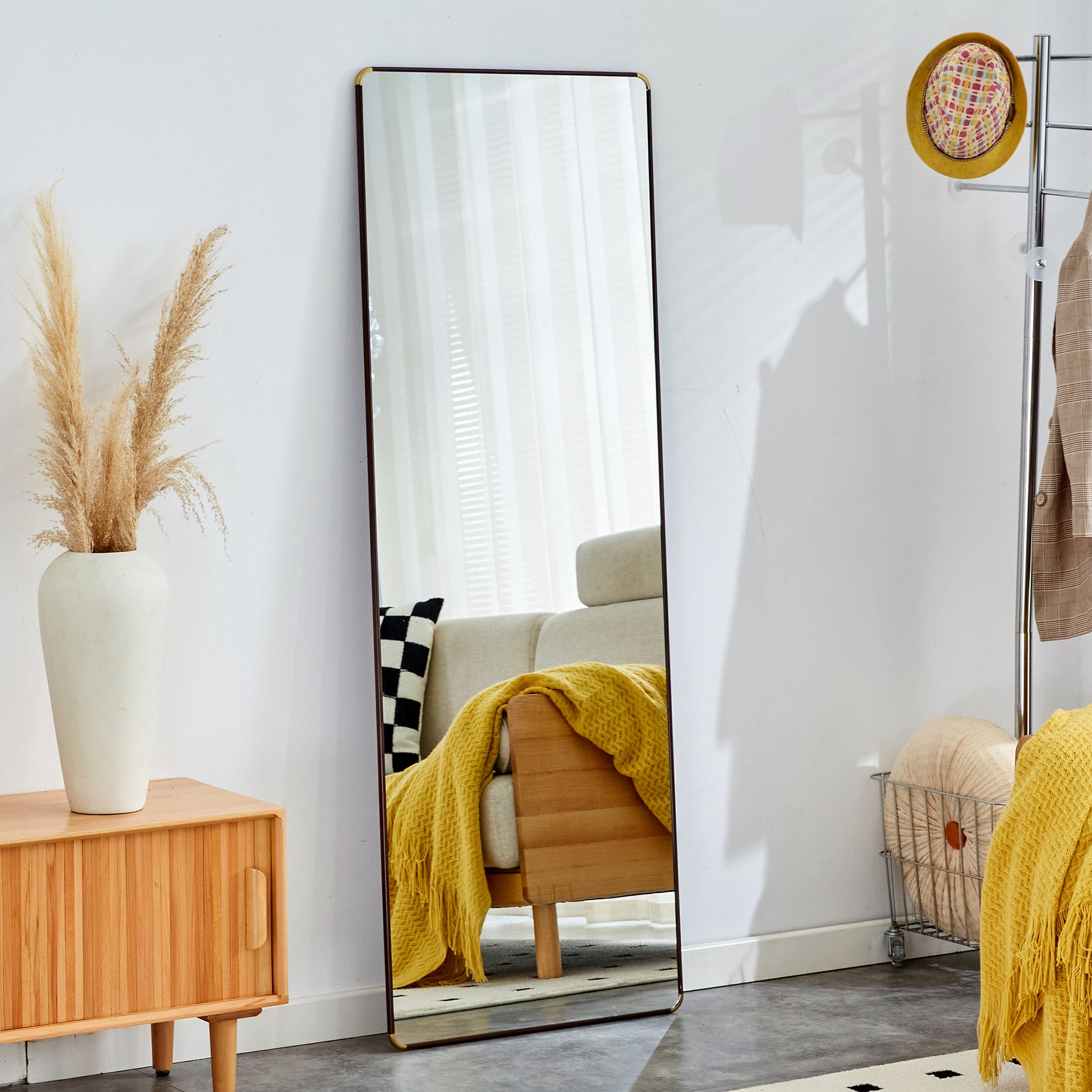 The 4Th Generation Floor Standing Full Length Mirror. Wall Mirror, Bathroom Makeup Mirror, Bedroom Foyer, Clothing Store, Wall Mounted.65 "* 23.2" Transparent Glass