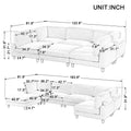 163''Modular Sectional Sofa,With Ottoman L Shaped Corner Sectional For Living Room,Office, Apartment 6 Seater Grey Polyester 6 Seat