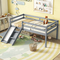 Twin Low Loft Bed With Slide, Ladder, Safety Guardrails, No Box Spring Needed,Grey Twin Grey American Design Pine