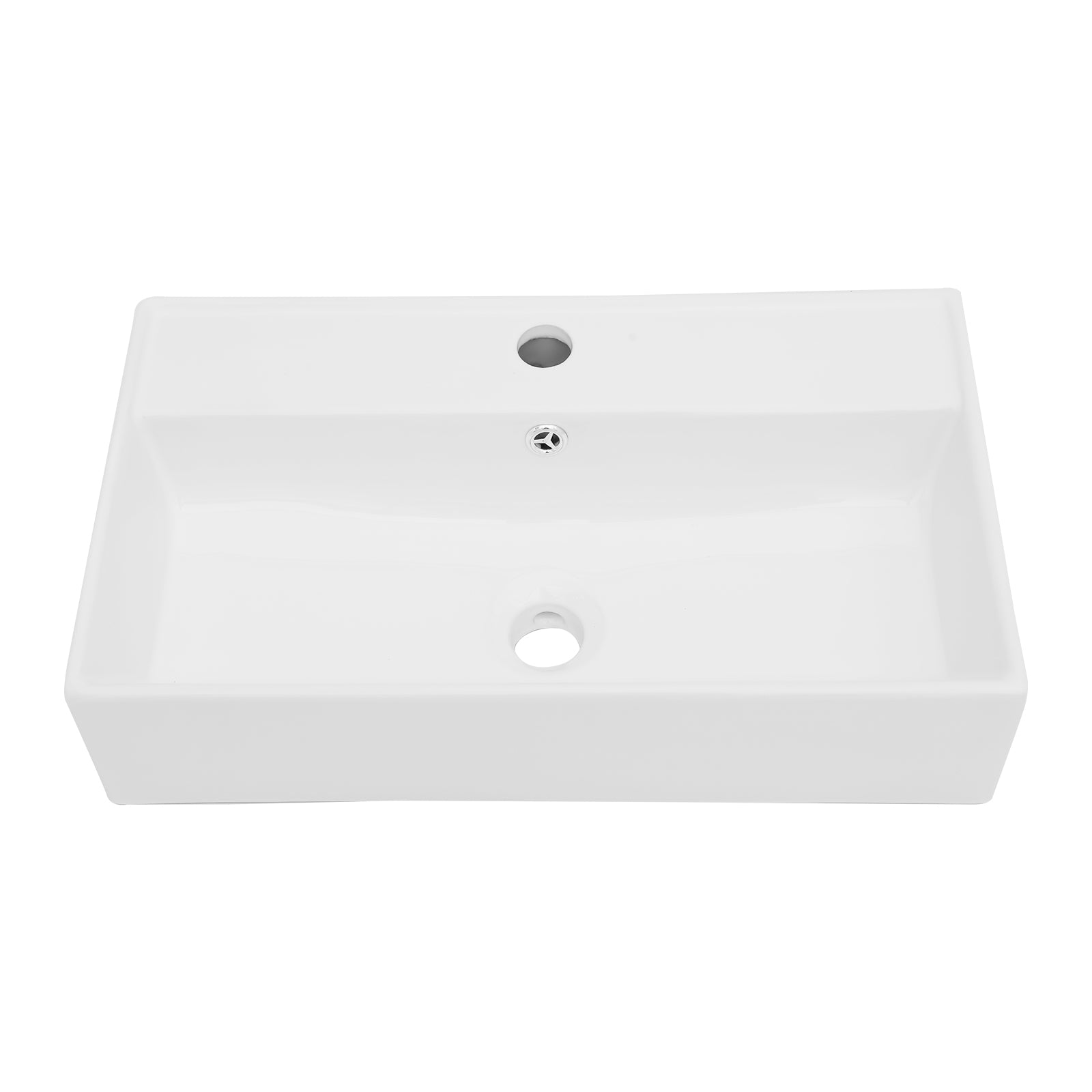 21X12 Inch White Ceramic Rectangle Wall Mount Bathroom Sink With Single Faucet Hole And Overflow White Ceramic