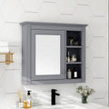 30'' X 28'' Medicine Cabinet, Wall Mounted Bathroom Storage Cabinet, Modern Bathroom Wall Cabinet With Mirror,Medicine Cabinet, Mirror Cabinet With 3 Open Shelves Not Include Bathroom Vanity Grey 1 5 Mirror Included Bathroom Wall Mounted Mdf Glass