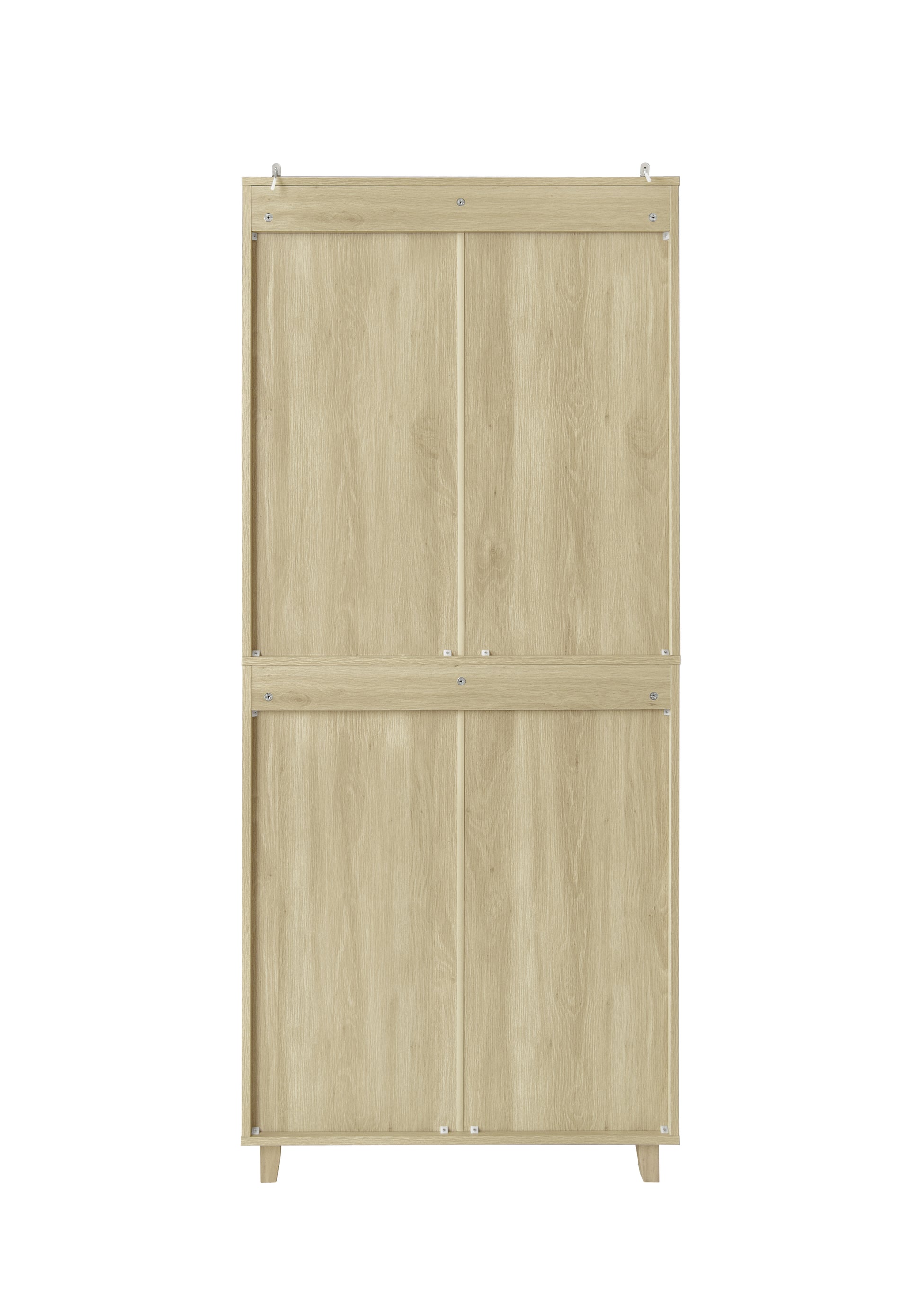 4 Door Cabinet, With 4 Adjustable Inner Shelves, Storage Cabinet Natural Mdf