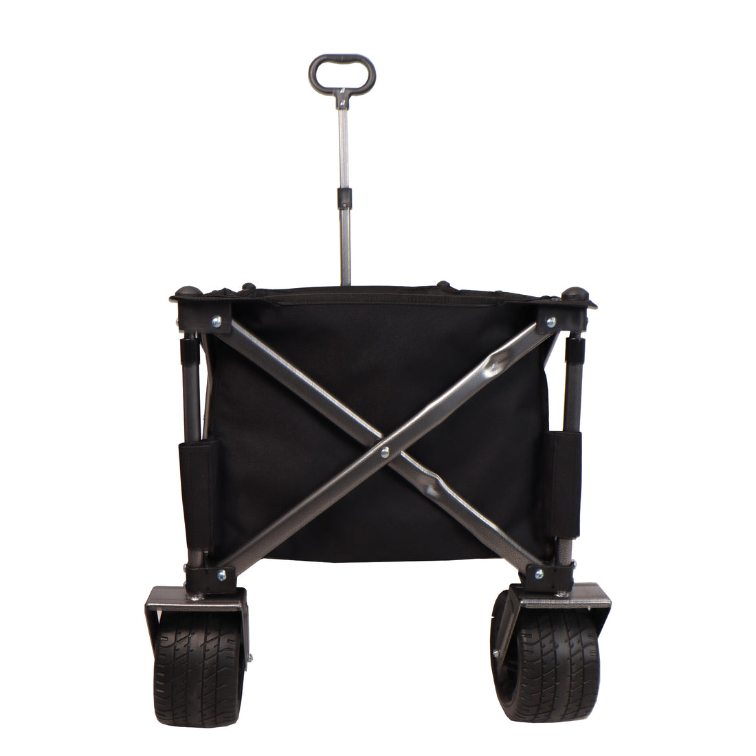 Folding Wagon, Heavy Duty Utility Beach Wagon Cart For Sand With Big Wheels, Adjustable Handle&Drink Holders For Shopping, Camping,Garden And Outdoor Black Garden & Outdoor American Design Fabric Steel