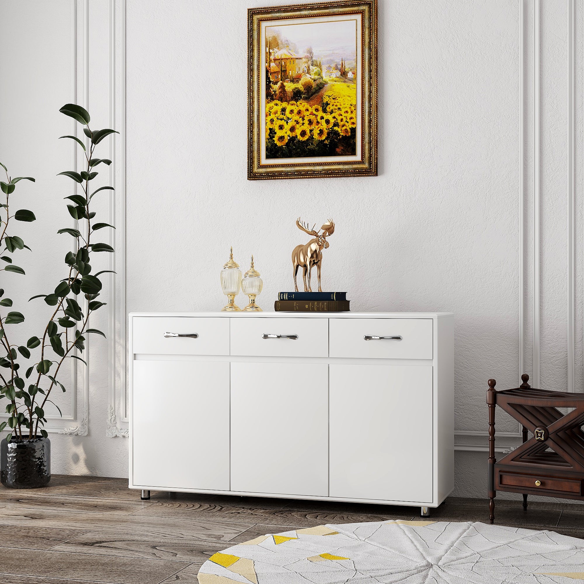 Three Doors Side Table White white-mdf