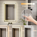 Led Bathroom Mirror, 24X36 Inch Bathroom Vanity Mirrors With Lights, Mirrors For Wall With Smart Touch Button, Anti Fog, Memory Function, Stepless Dimmable Makeup Mirror Horizontal Vertical White Aluminium