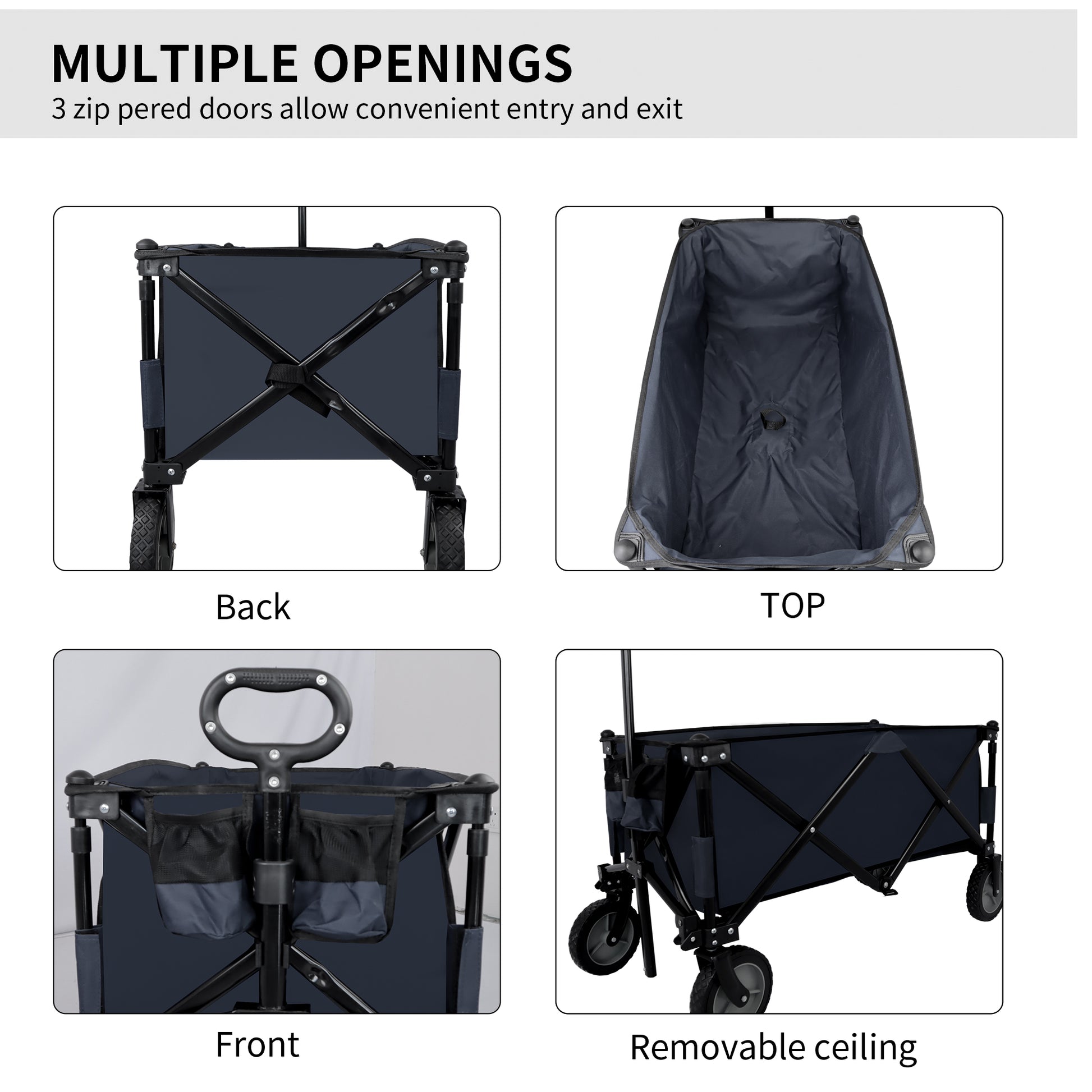 Utility Collapsible Folding Wagon Cart Heavy Duty black-garden & outdoor-american