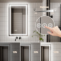 Led Bathroom Mirror, 24X40 Inch Bathroom Vanity Mirrors With Lights, Mirrors For Wall With Smart Touch Button, Anti Fog, Memory Function, Stepless Dimmable Makeup Mirror Horizontal Vertical White Aluminium