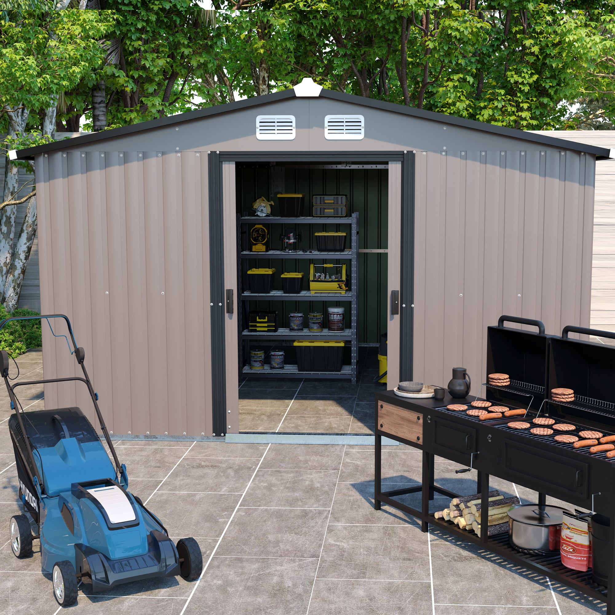 Patio, Lawn & Garden,Metal Outdoor Storage Shed