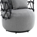 Coolmore Upholstered Tufted Living Room Chair Textured Linen Fabric Accent Chair With Metal Stand Gray Linen