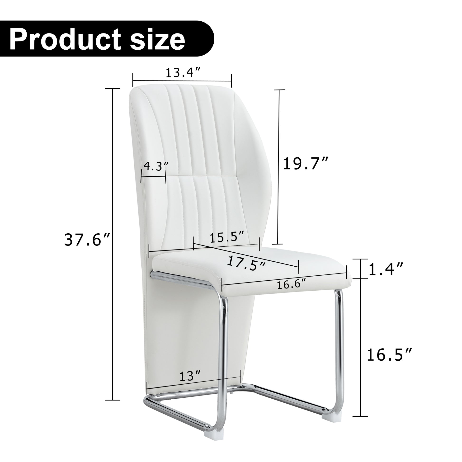 Set Of 4 Dining Chairs, White Dining Chair Set, Pu Material High Backrest Seats And Sturdy Leg Chairs, Suitable For Restaurants, Kitchens, Living Rooms White Pu