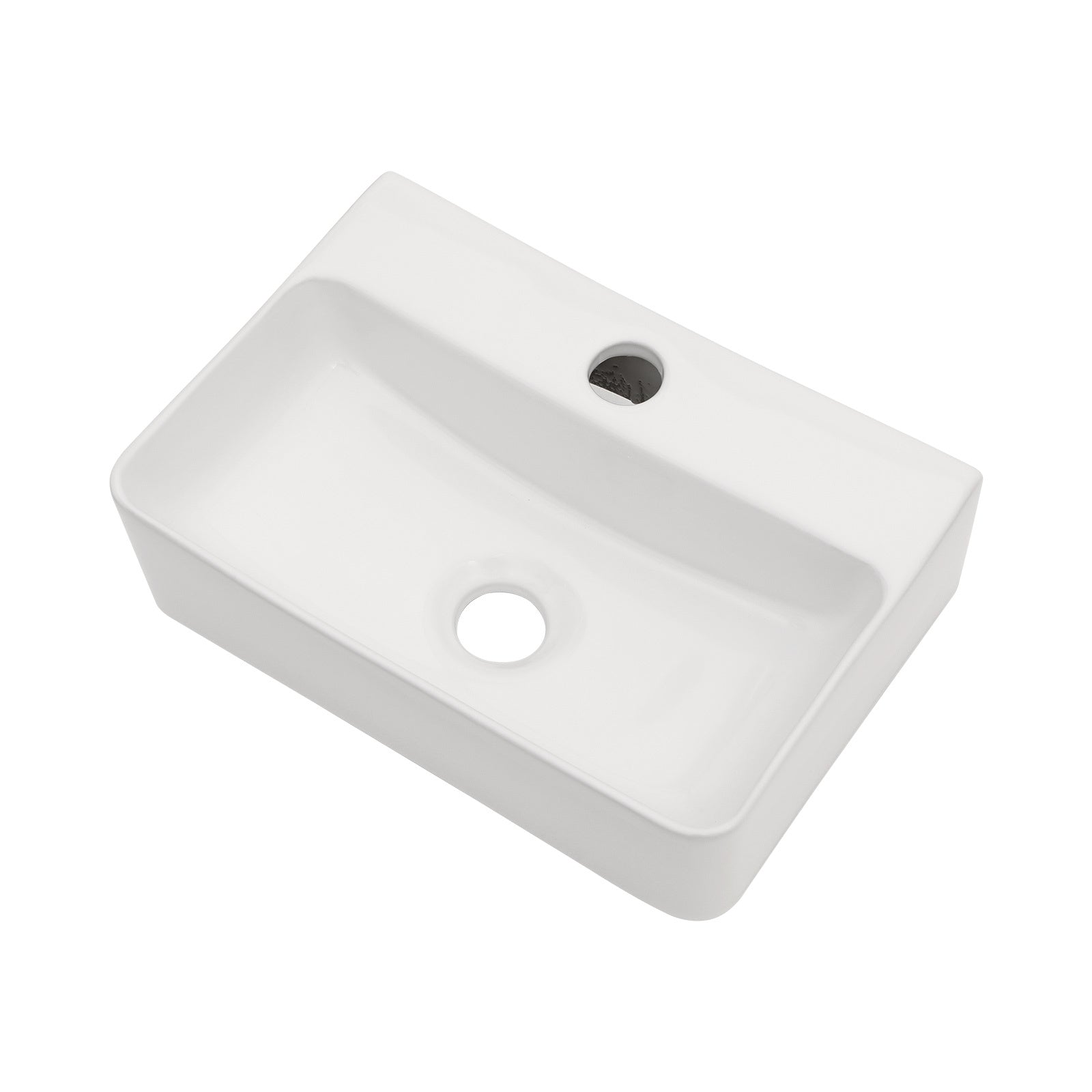 14.5X10 Inch White Ceramic Rectangle Wall Mount Bathroom Sink With Single Faucet Hole White Ceramic