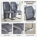 A Set Of 4 Dining Chairs, Gray Dining Chair Set, Pu Material Patterned High Backrest Seats And Sturdy Leg Chairs, Suitable For Restaurants, Kitchens, And Living Rooms. Gray Pu