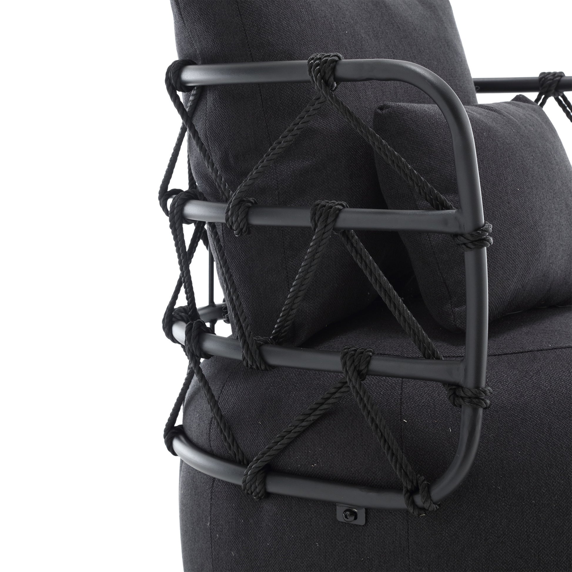 Coolmore Upholstered Tufted Living Room Chair Textured Linen Fabric Accent Chair With Metal Stand Black Linen