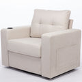 Modern Swivel Accent Sofa Chair, Ergonomic Casual 90 Degree Swivel Single Sofa Seat With Drink Holder Living Room Chair ,Soft Egyptian Velvet Sofa Chair White Brown Wood Primary Living Space Delicate Duty Pine 1 Seat White Linen Soft Cushion Back Art
