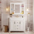 36'' Bathroom Vanity With Top Sink, White Mirror Cabinet, Modern Bathroom Storage Cabinet With 2 Soft Closing Doors And 2 Drawers, Single Sink Bathroom Vanity White Bathroom Mdf