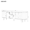 Modern Tv Stand For Tvs Up To 80 Inches, Entertainment Center With 4 Drawers And 1 Cabinet, Wood Tv Console Table With Metal Legs And Handles For Living Room White 70 79 Inches Mdf