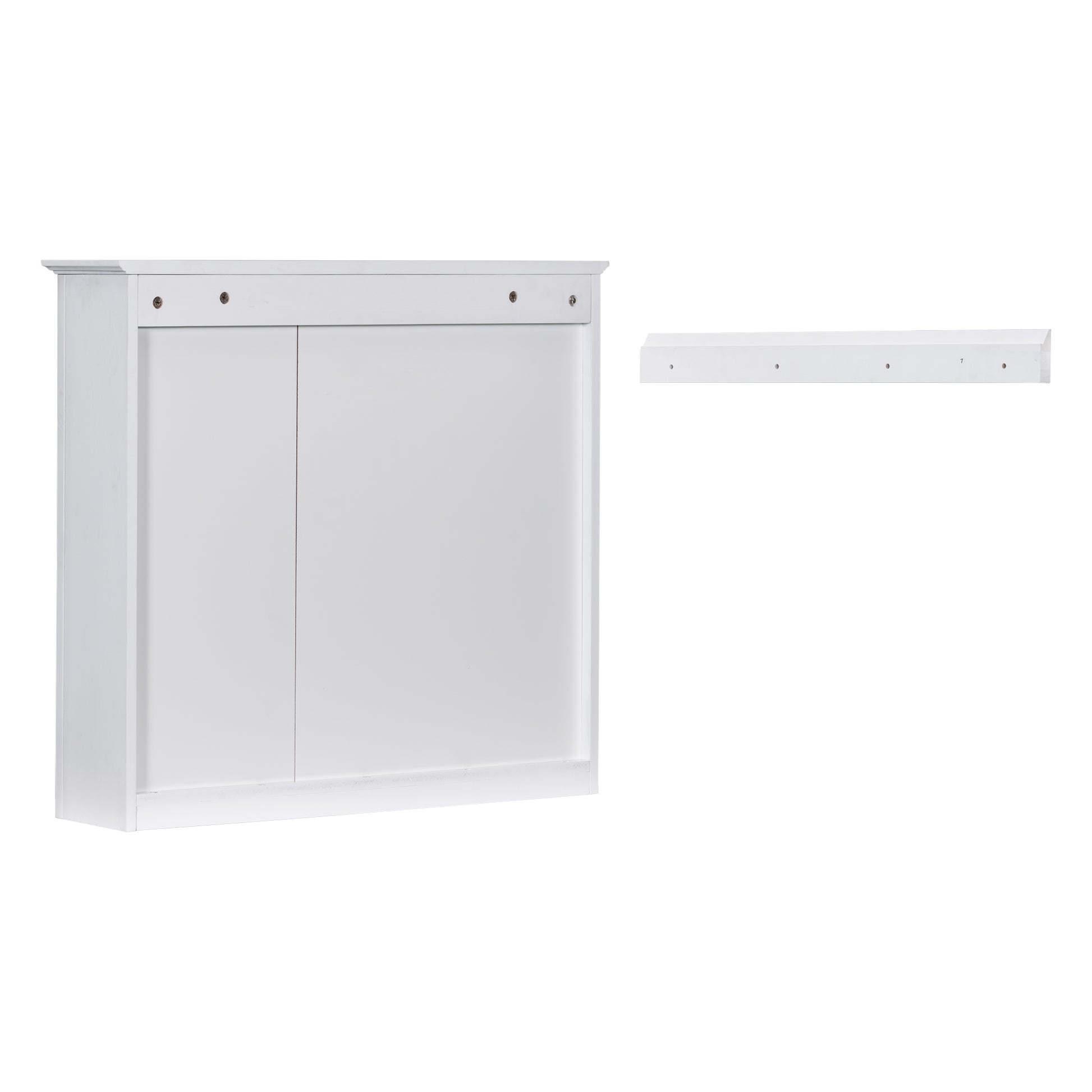 30'' Bathroom Vanity With Top Sink, Modern Bathroom Storage Cabinet With 2 Drawers And A Tip Out Drawer, Freestanding Vanity Set With Mirror Cabinet, Single Sink Bathroom Vanity White Bathroom Solid