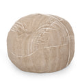 Vida 5 Foot Rounded Faux Fur Bean Bag, Snow White Beige White Base Cream Shade Faux Fur