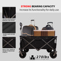 Folding Wagon, Heavy Duty Utility Beach Wagon Cart for black-garden & outdoor-american