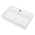 21X12 Inch White Ceramic Rectangle Wall Mount Bathroom Sink With Single Faucet Hole And Overflow White Ceramic