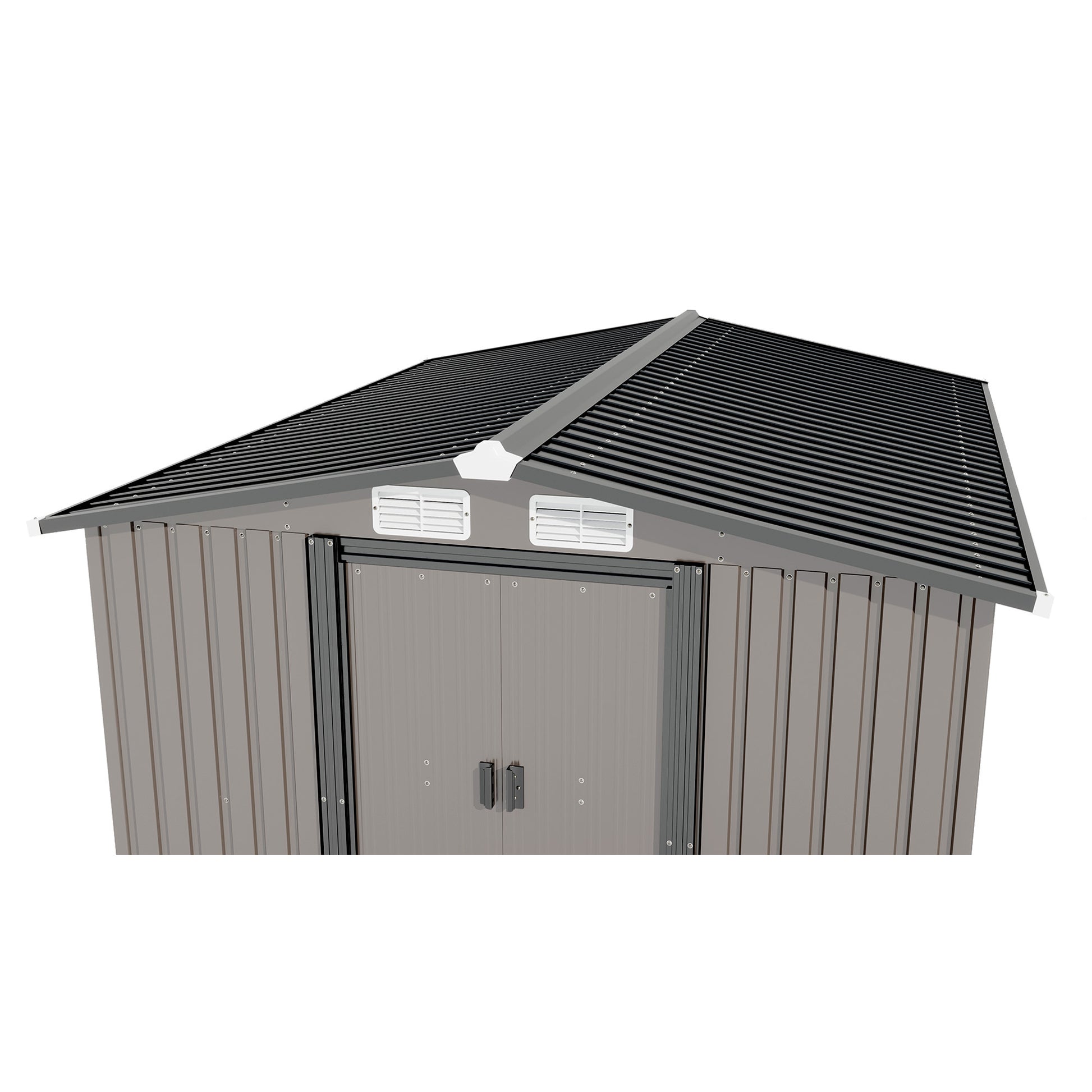 Patio, Lawn & Garden,Metal Outdoor Storage Shed 10Ft X 8Ft, Clearance With Lockable Door Metal Garden Shed Steel Anti Corrosion Storage House Waterproof Tool Shed For Backyard Patio, Lawn And Garden Brown Year Round Use Metal