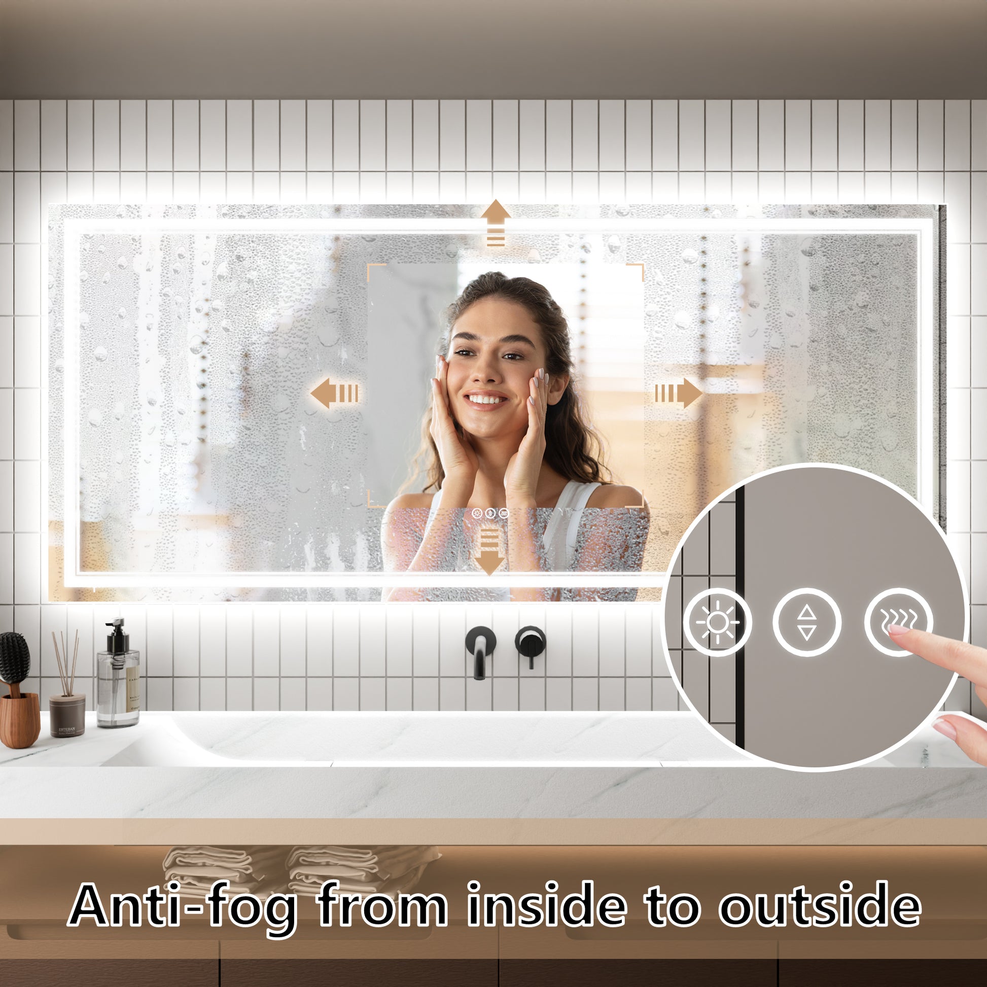 LED Bathroom Mirror, 32x72 inch Bathroom Vanity white-aluminium