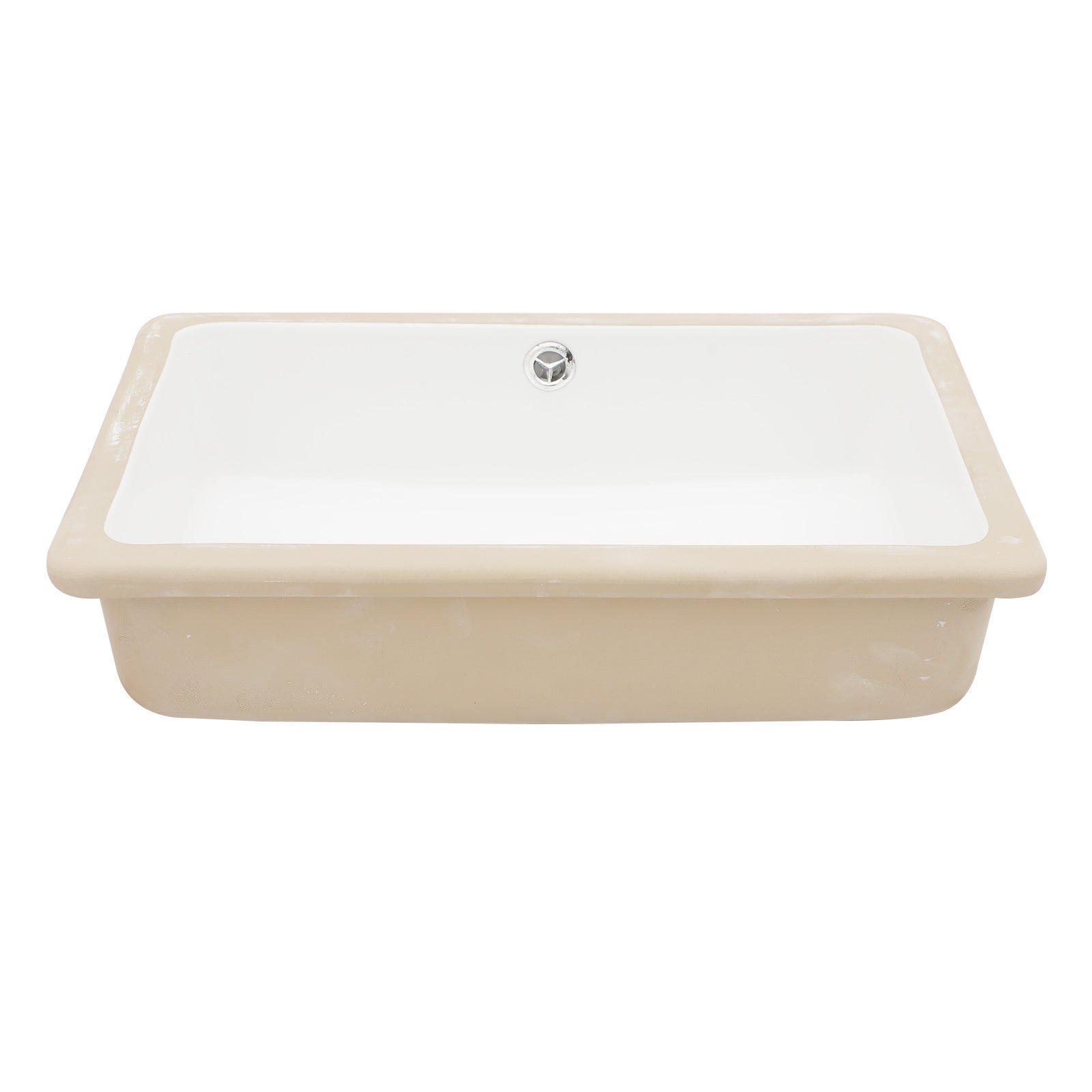 18"X12" White Ceramic Rectangular Undermount Bathroom Sink With Overflow White Ceramic