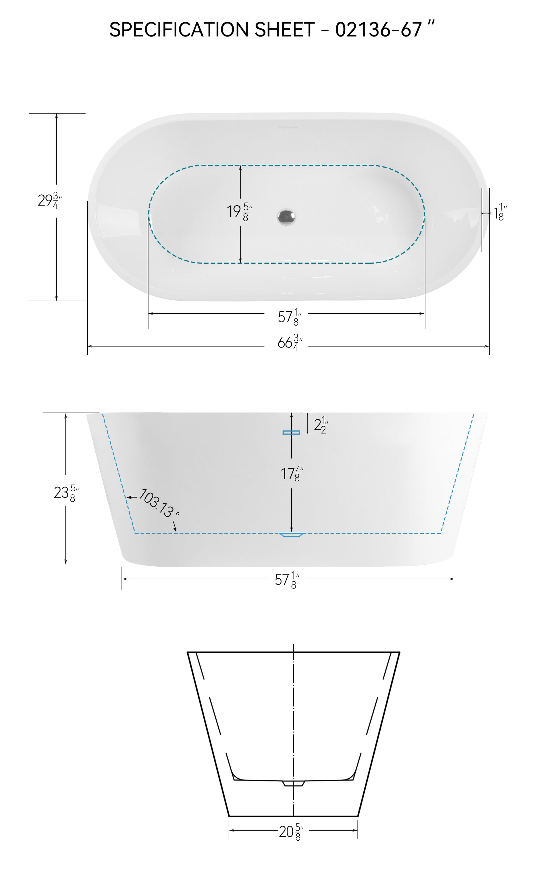 67" Acrylic Freestanding Bathtub, Modern & Contemporary Design Soaking Tub With Toe Tap Drain In Chrome And Classic Slotted Overflow, Glossy White, Cupc Certified, 02136 Glossy White Oval Bathroom Freestanding Tubs Polished 61 69 In Contemporary Soaking