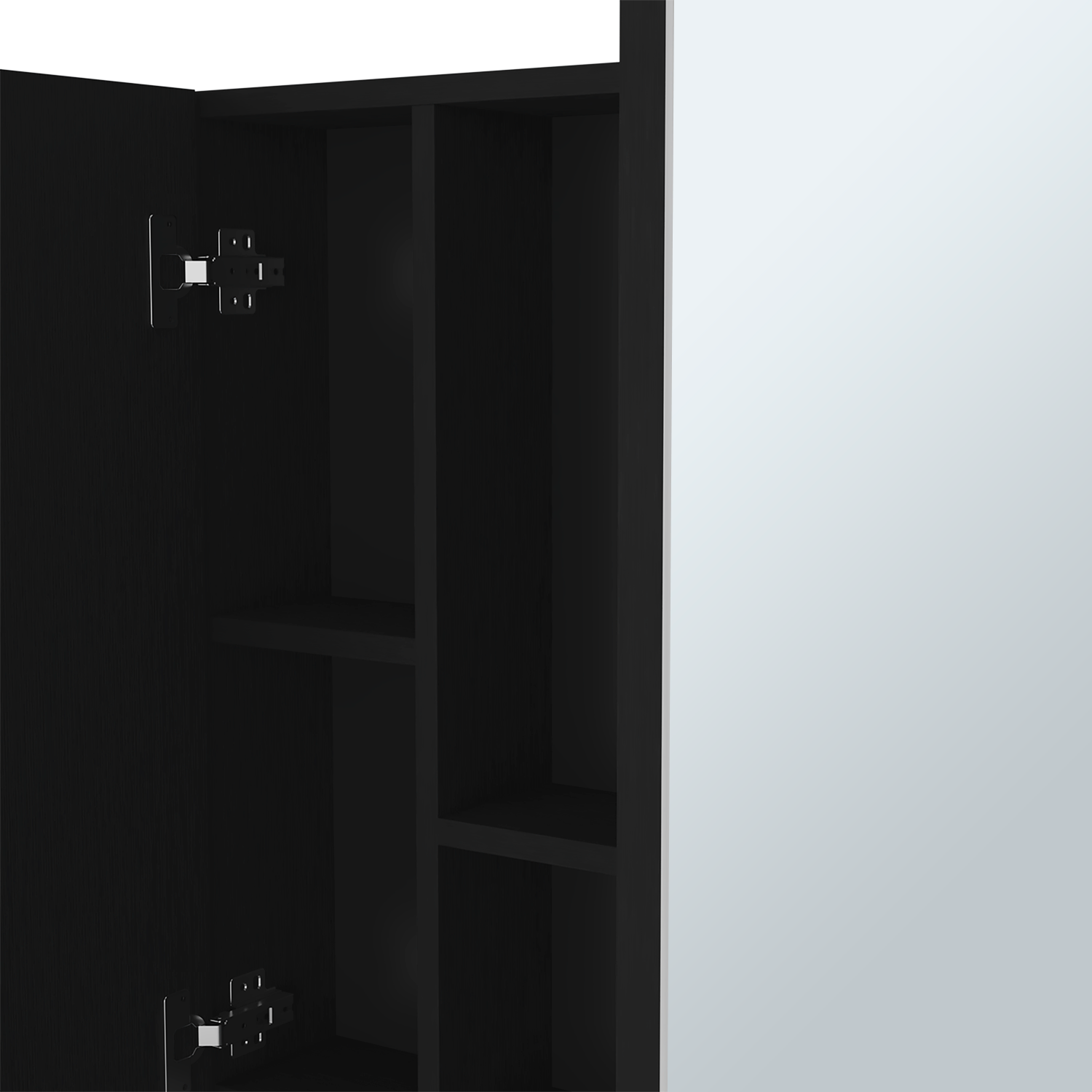 Medicine Cabinet Prague, Four Internal Shelves, Single Door, Black Wengue Finish Black Particle Board