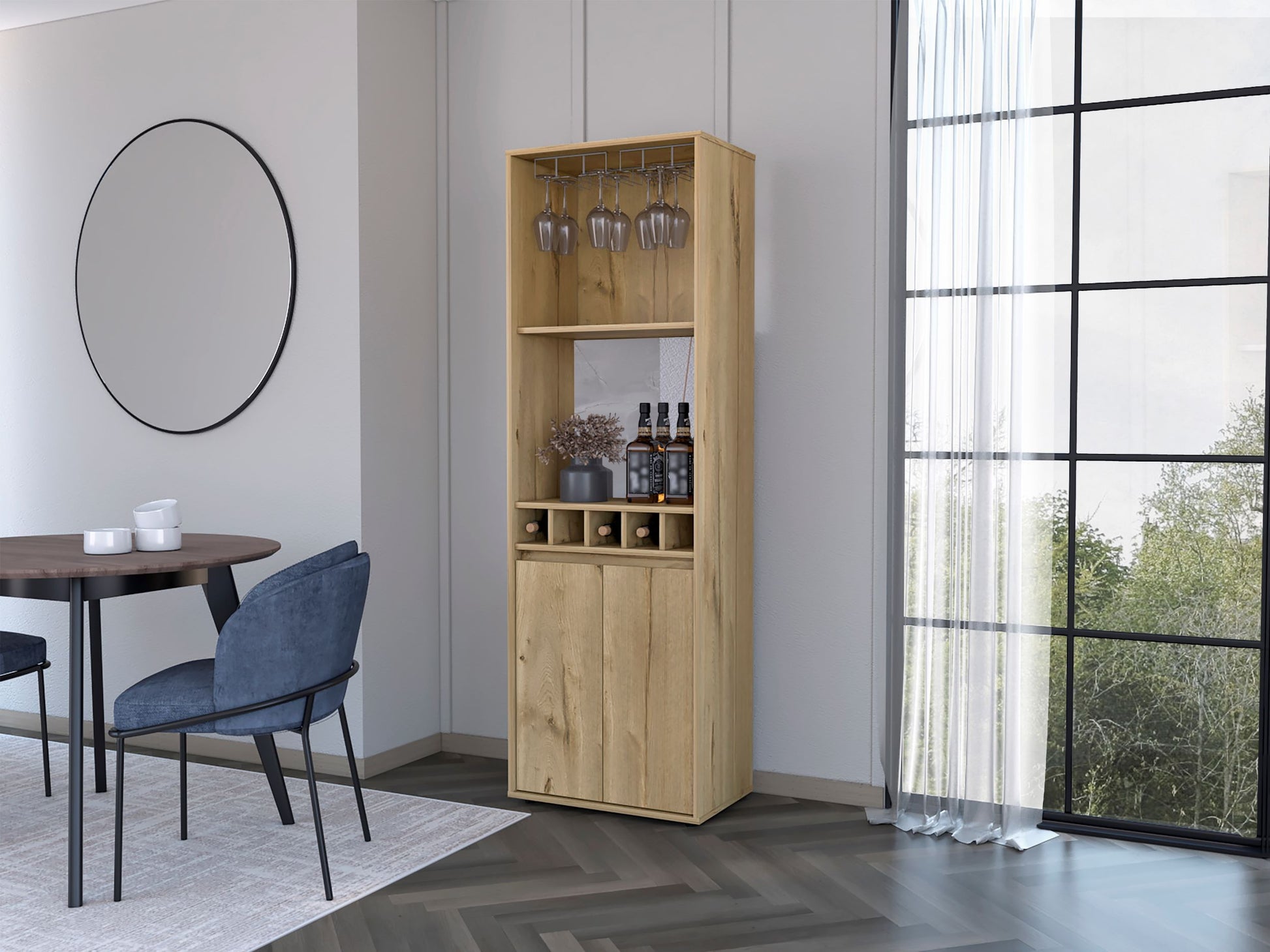 Bar Cabinet Tucson, Living Room, Light Oak