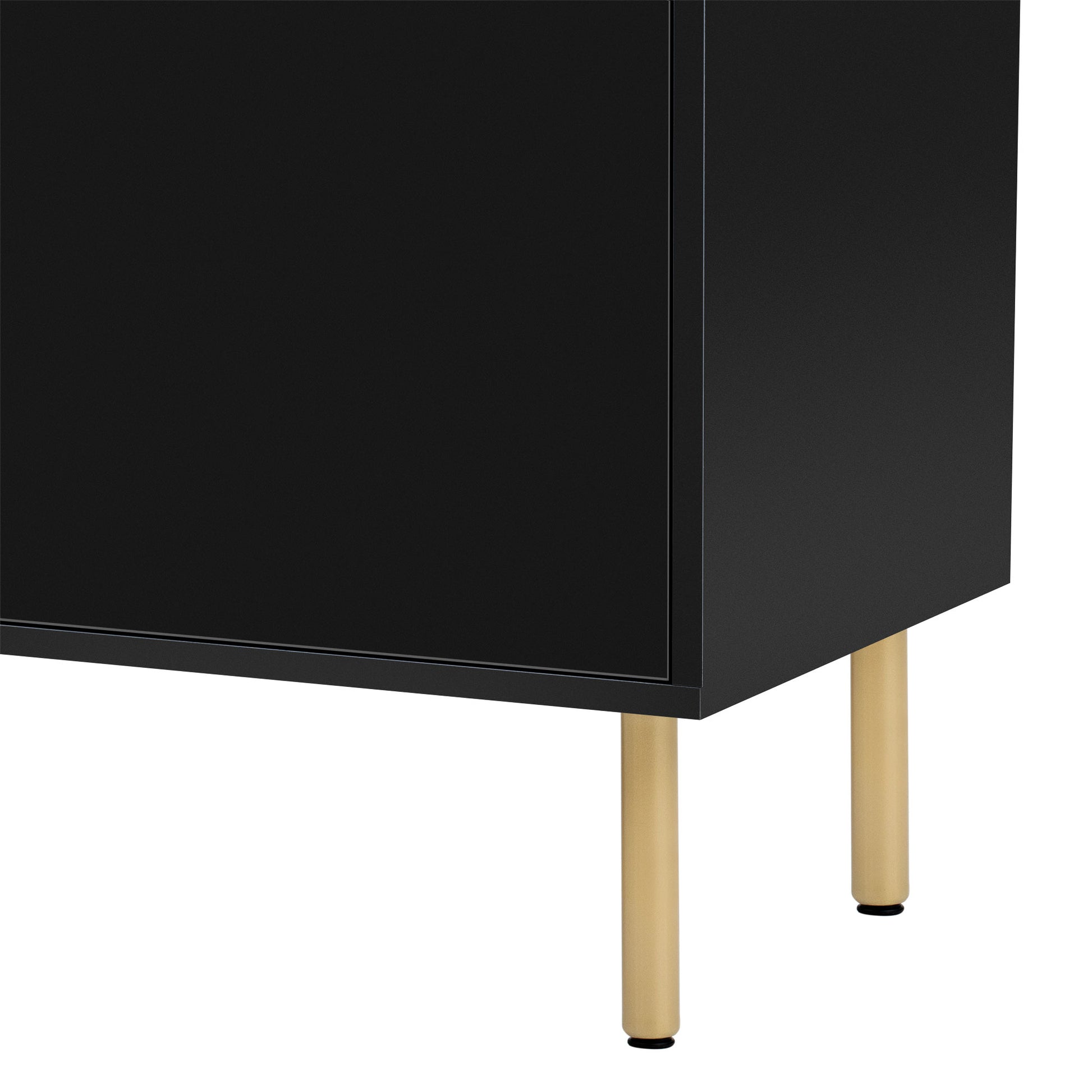 Wooden Storage Cabinet With Drawers, Steel Pipe Table Legs, Suitable For Hallway, Study, Living Room. Black Mdf