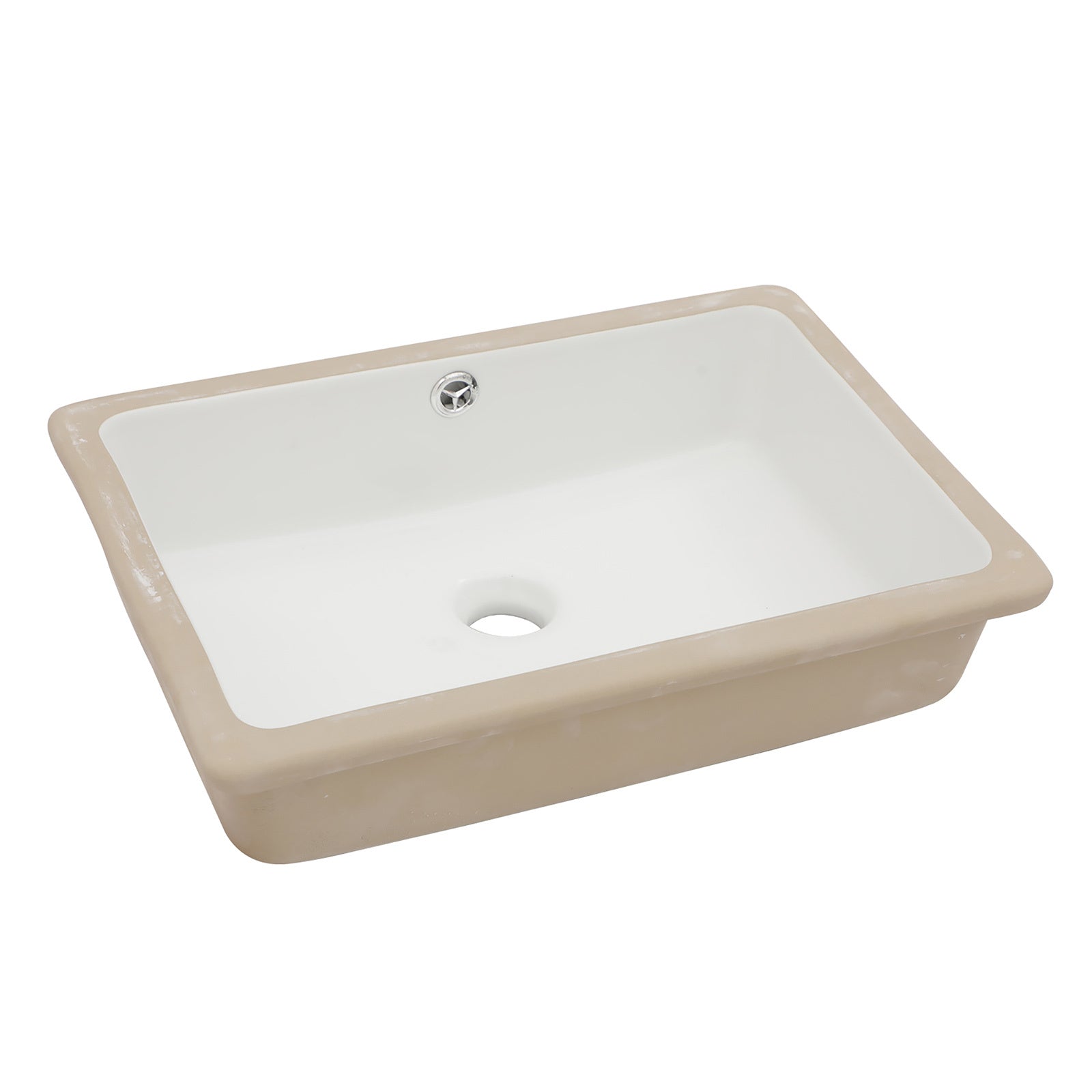 18"X12" White Ceramic Rectangular Undermount Bathroom Sink With Overflow White Ceramic