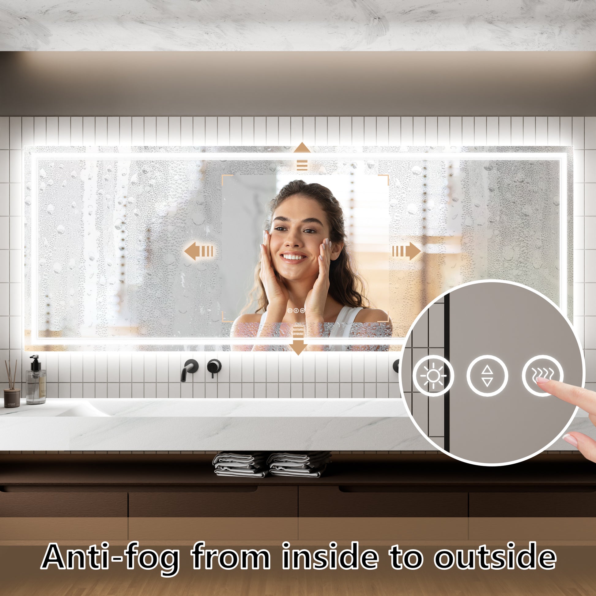 LED Bathroom Mirror, 36x96 inch Bathroom Vanity white-aluminium