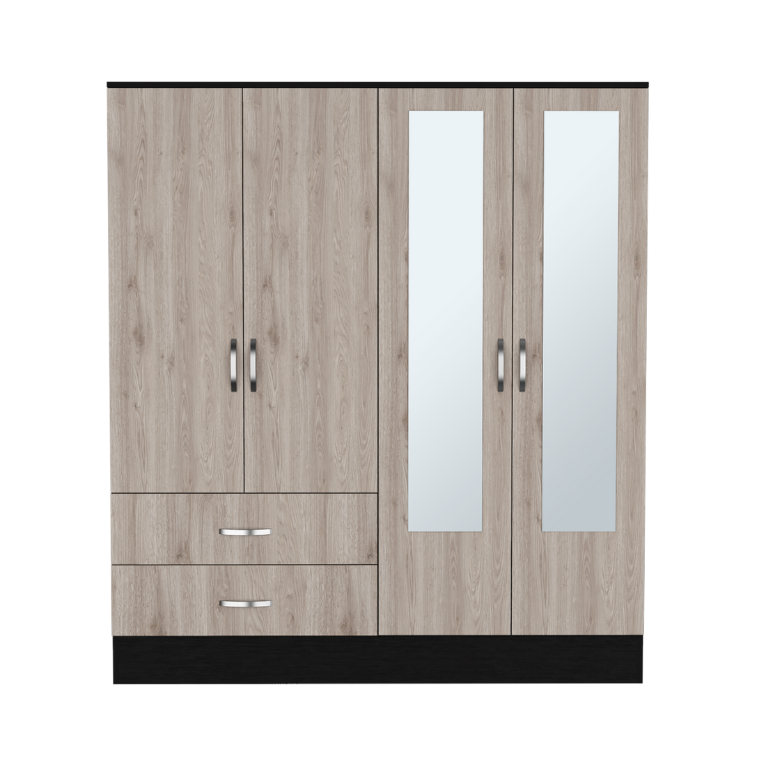 Armoire Ron, Bedroom, Black Light Gray Light Gray Particle Board Engineered Wood