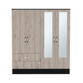 Armoire Ron, Bedroom, Black Light Gray Light Gray Particle Board Engineered Wood