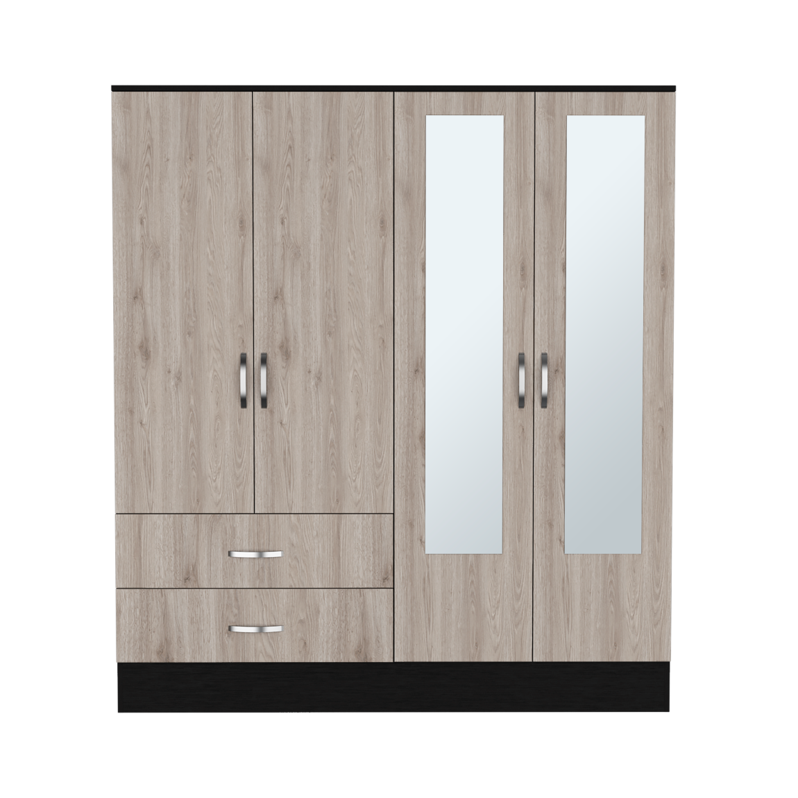 Armoire Ron, Bedroom, Black Light Gray Light Gray Particle Board Engineered Wood