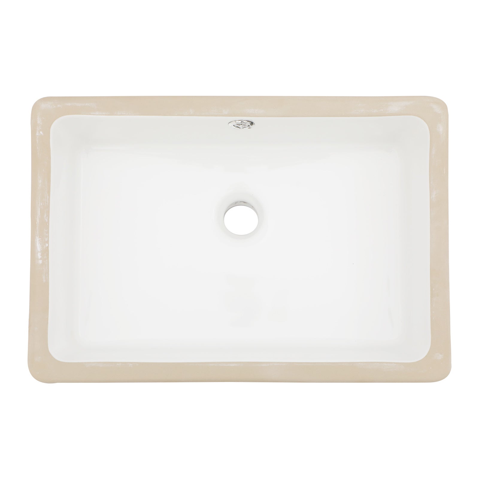 18"X12" White Ceramic Rectangular Undermount Bathroom Sink With Overflow White Ceramic