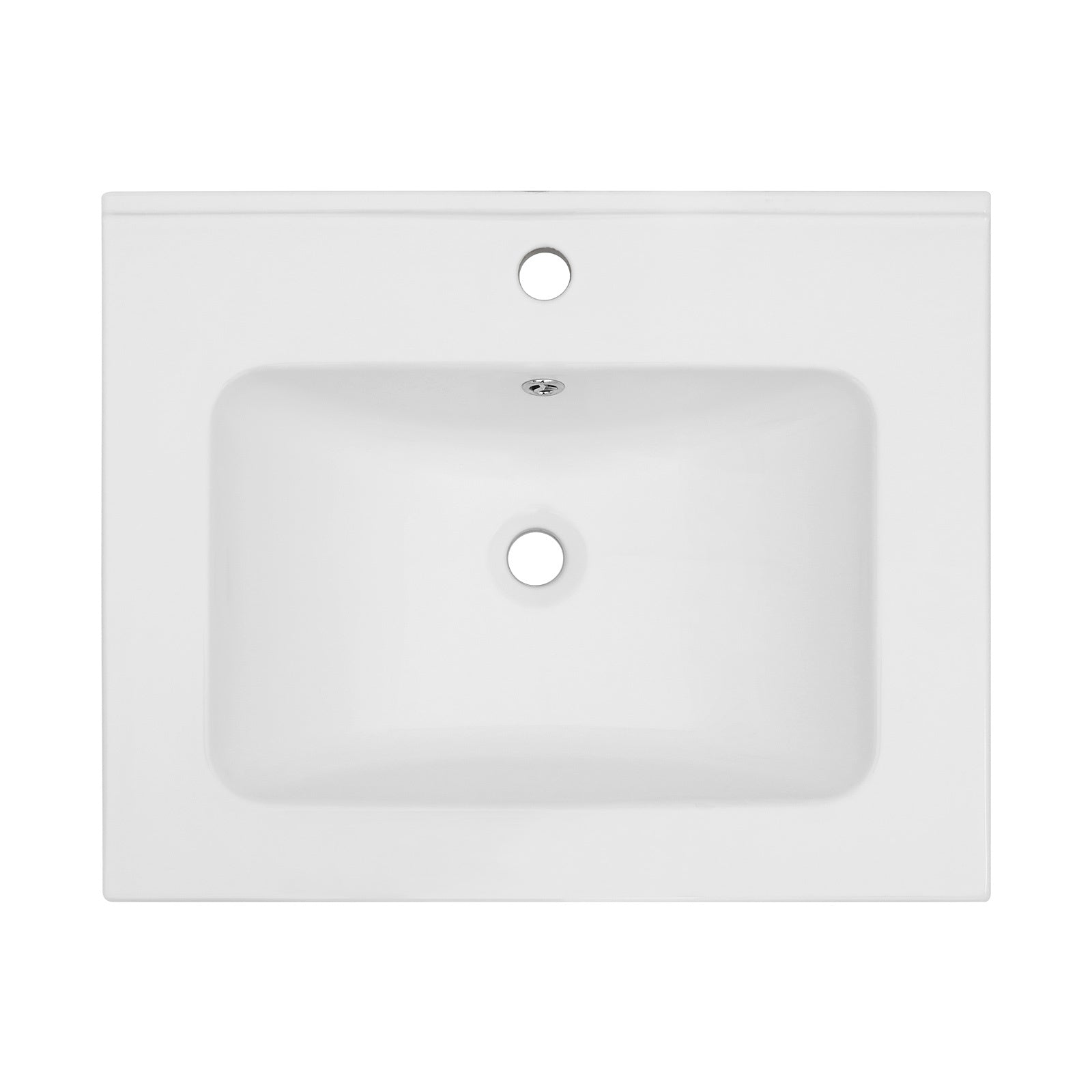 24"X19.7" White Rectangular Single Vanity Top With 1 Faucet Hole And Overflow Sink Only White Ceramic