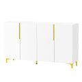 Glossy Finish Light Luxury Storage Cabinet, Adjustable, Suitable For Living Room, Study, Hallway. White Mdf